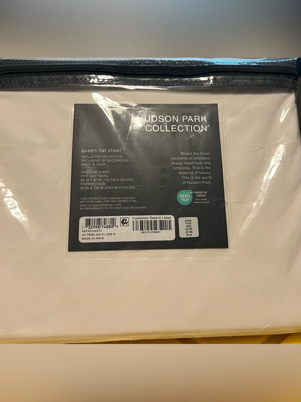 Hudson Park Collection Queen Flat Sheet - Cream
